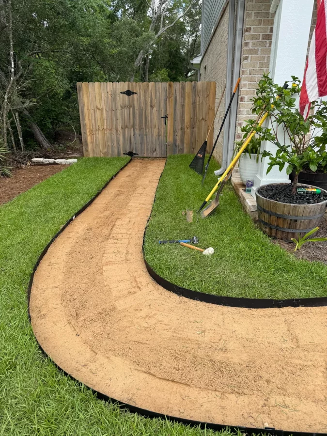 A great example of a DIY front yard sidewalk 