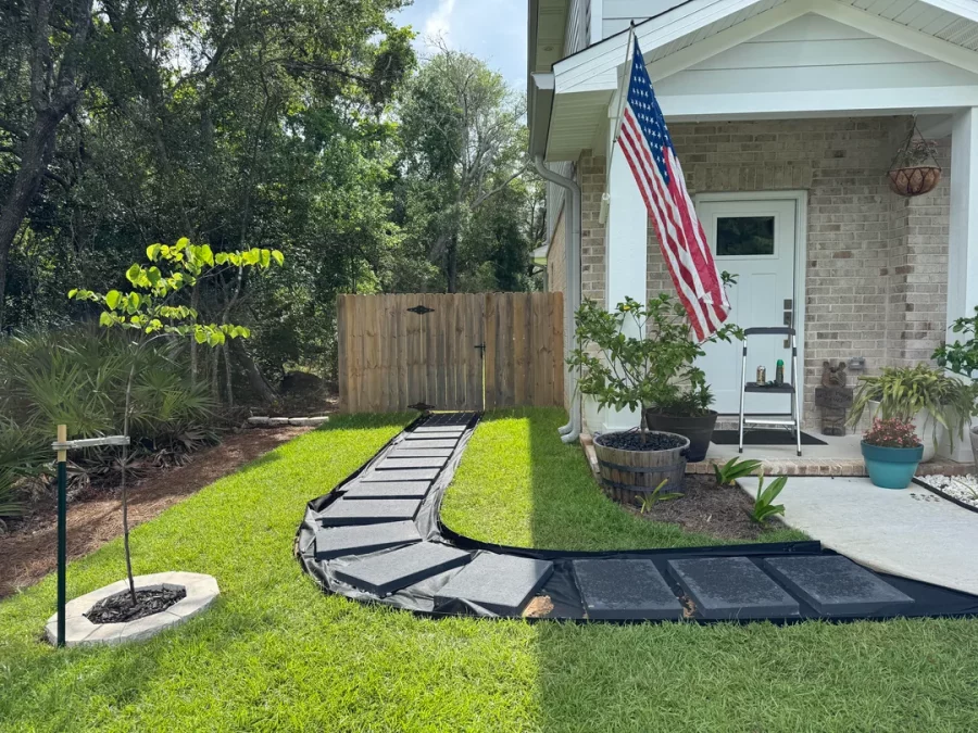 A great example of a DIY front yard sidewalk 