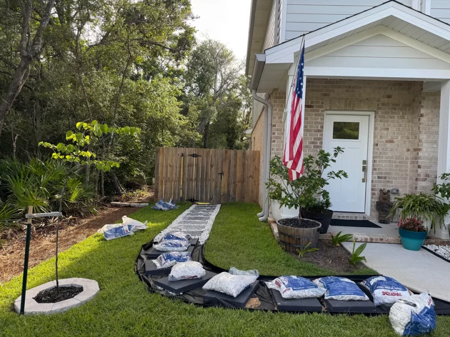 A great example of a DIY front yard sidewalk 